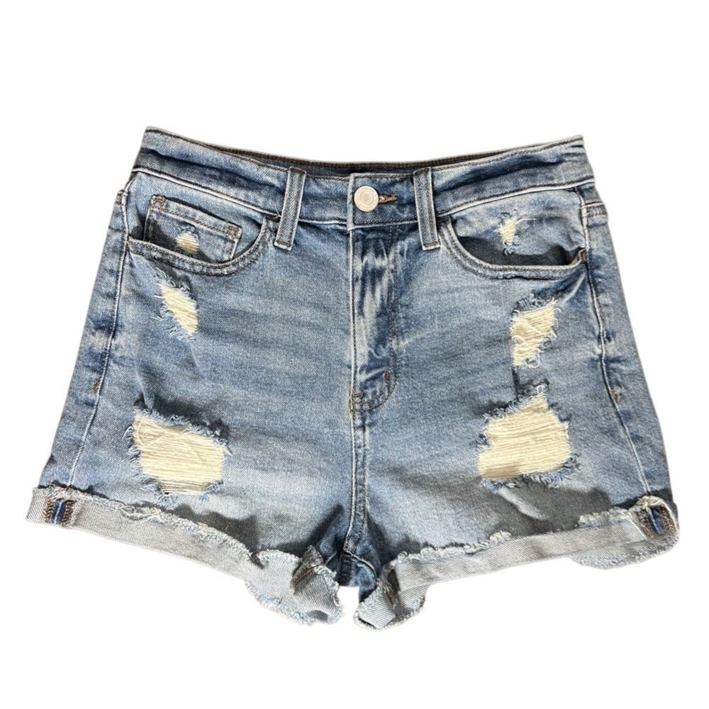 So high rise mom Jean shorts distressed denim size 7/28